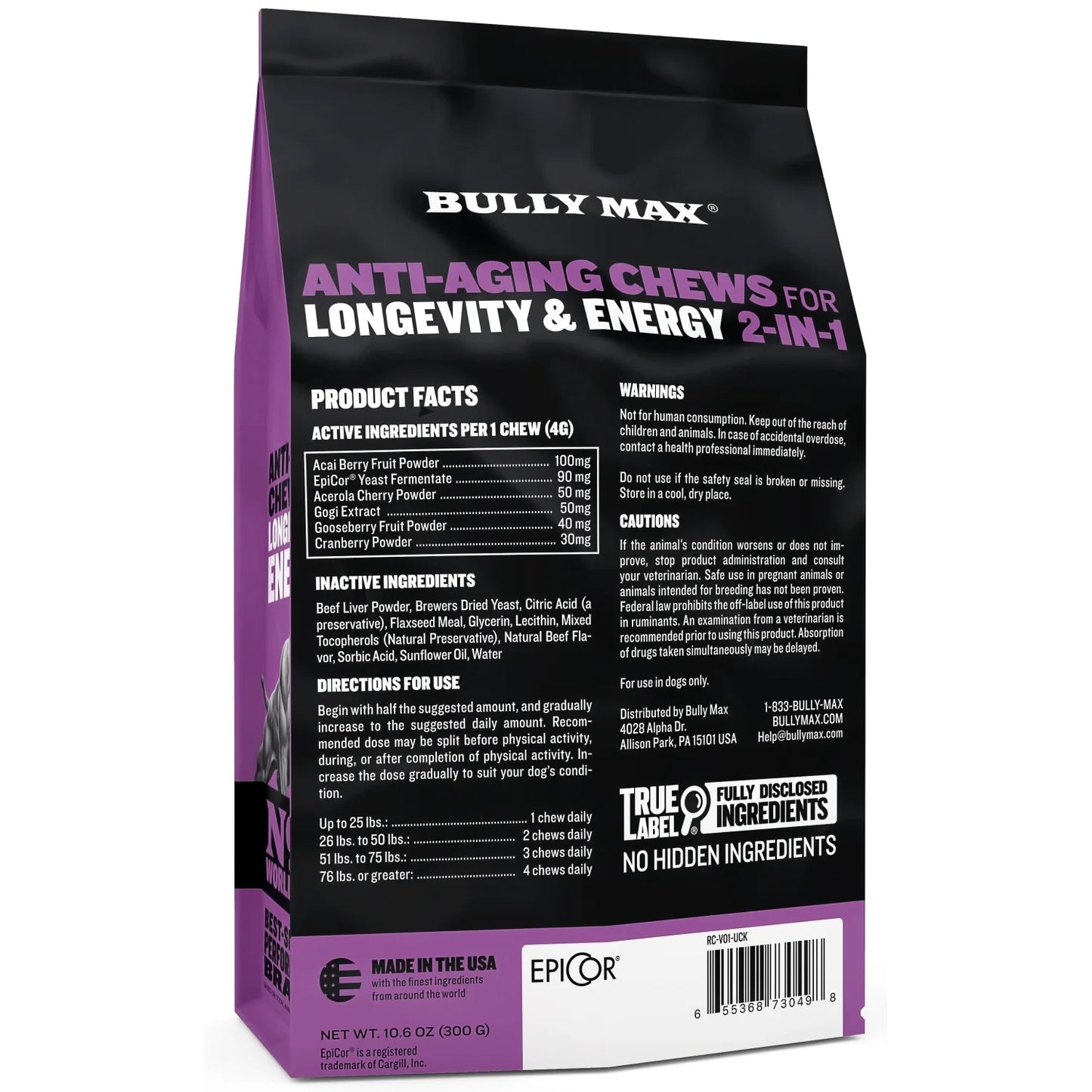 BULLY MAX ANTI-AGING CHEWS FOR LONGEVITY & ENERGY