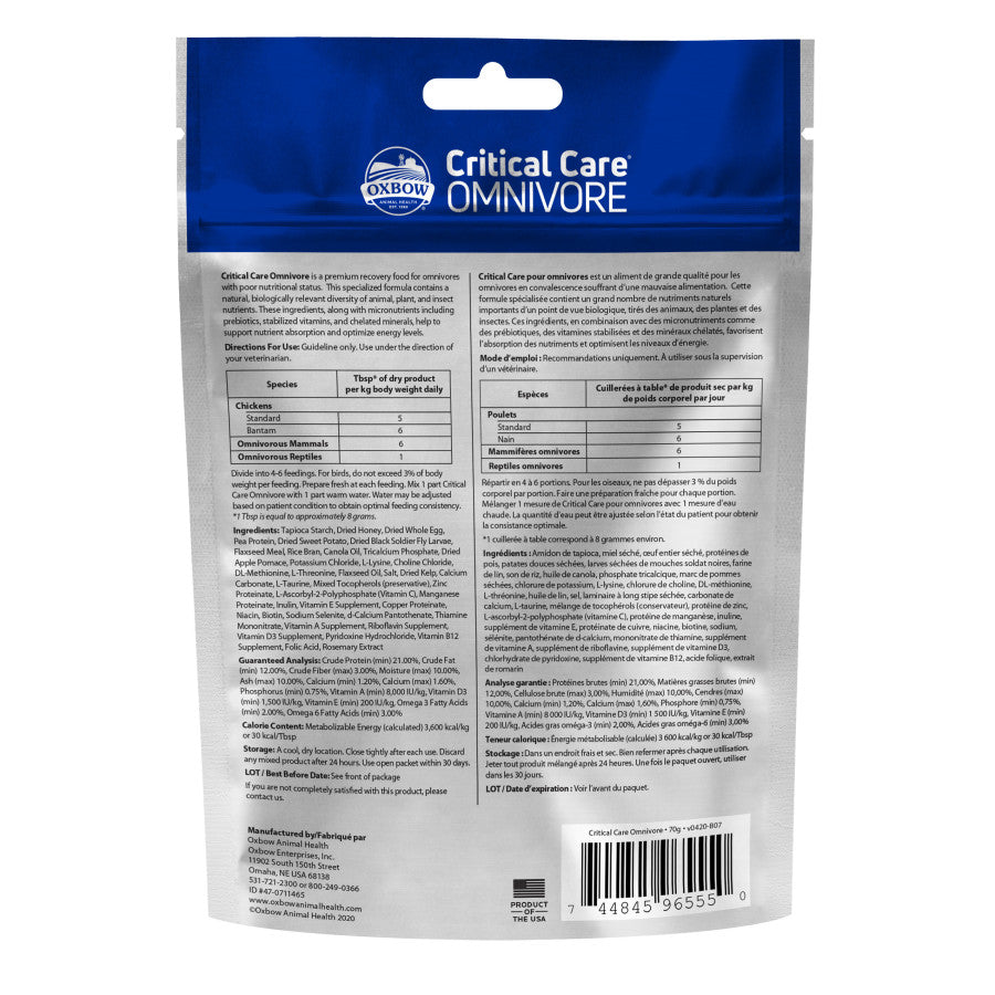 Oxbow Animal Health Critical Care Omnivore Feeding Formula