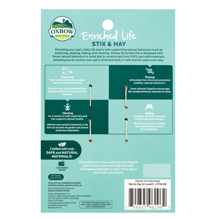 Oxbow Animal Health Enriched Life Stix & Hay Small Animal Toy