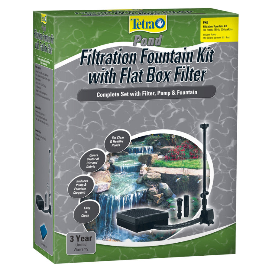 Tetra Pond FK6 Filtration Fountain Kit with Flat Box Filter