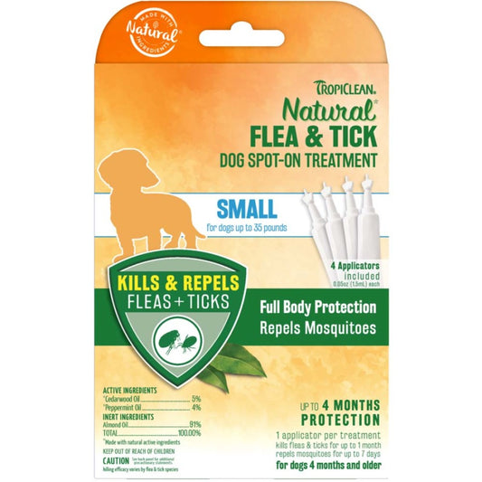 TropiClean Natural Flea & Tick Spot On Treatment for Dogs