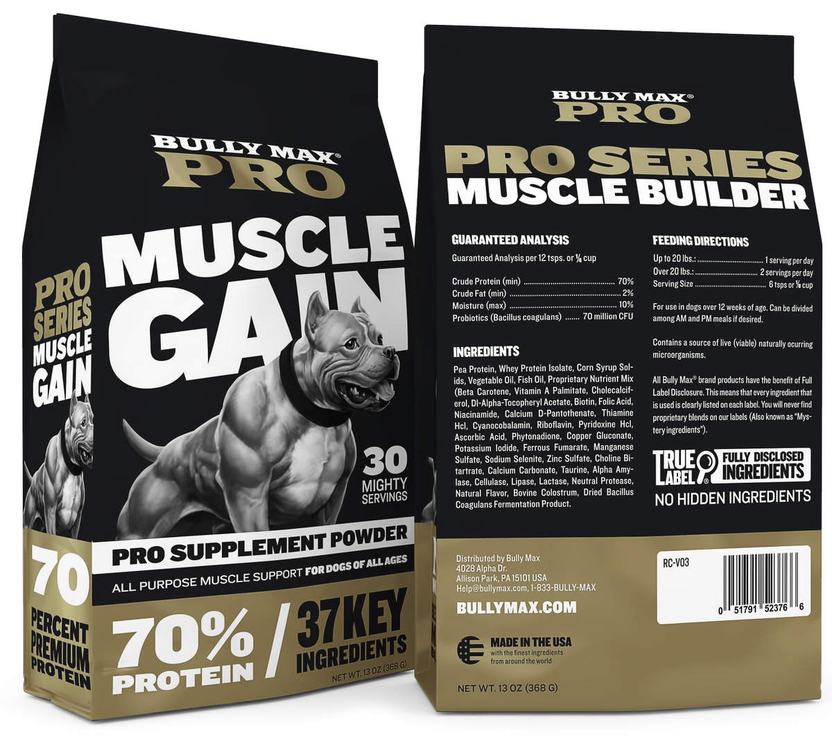 BULLY MAX PRO SERIES MUSCLE GAIN SUPPLEMENT POWDER